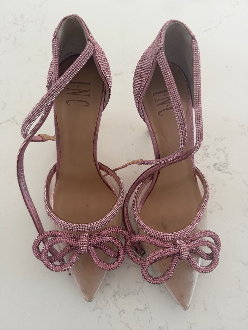 INC International Concepts Pink Rhinestone Bow Stiletto Heels | Size 7½